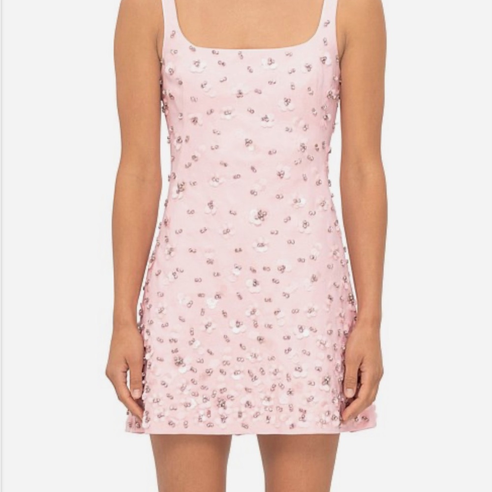 Jonathan Simkhai Light Pink ZIVA SLEEVELESS EMBELLISHED MINI DRESS